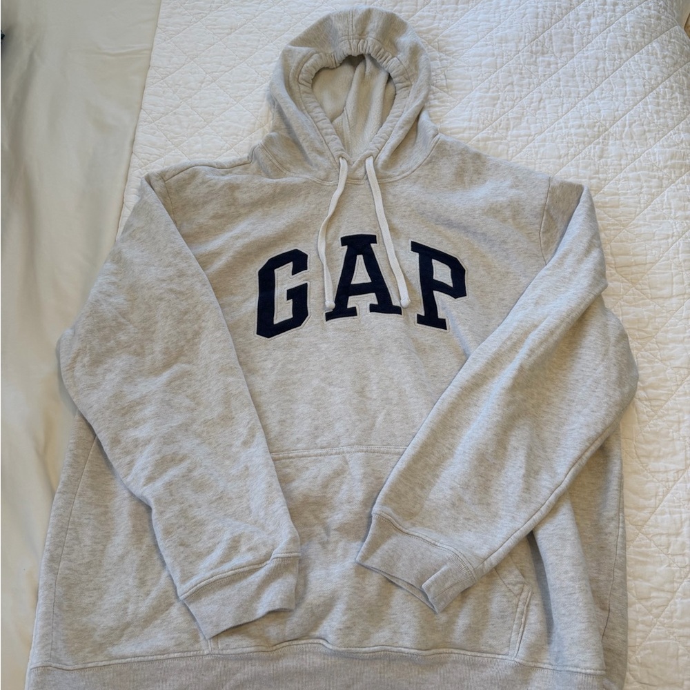 GAP Light Gray Hoodie with Navy Logo